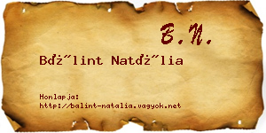 Bálint Natália névjegykártya